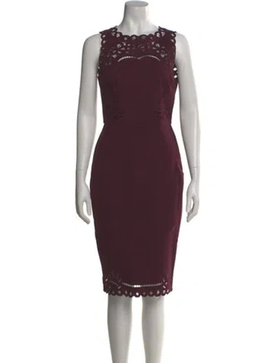 Pre-owned Ted Baker Bateau Neckline Knee-length Dress In Burgundy
