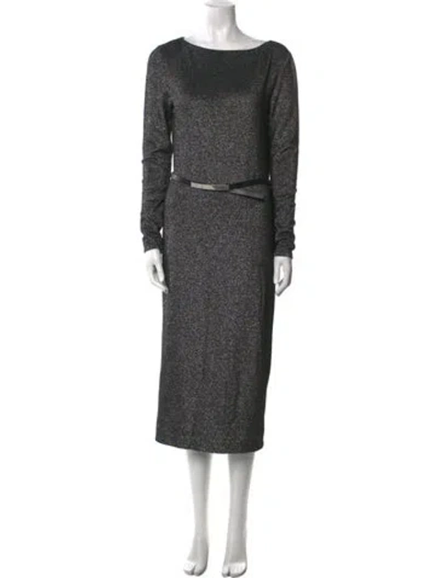Pre-owned Ted Baker Bateau Neckline Long Dress In Gray