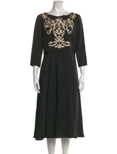 Pre-owned Ted Baker Bateau Neckline Midi Length Dress In Black