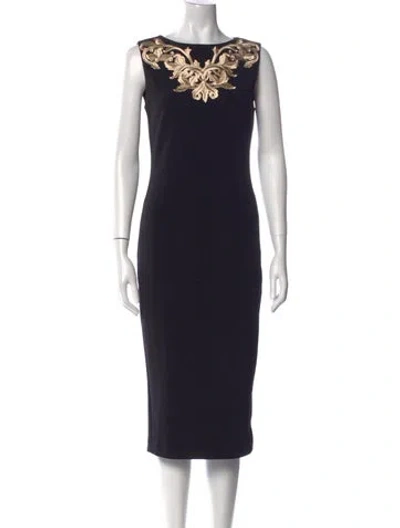 Pre-owned Ted Baker Bateau Neckline Midi Length Dress In Black