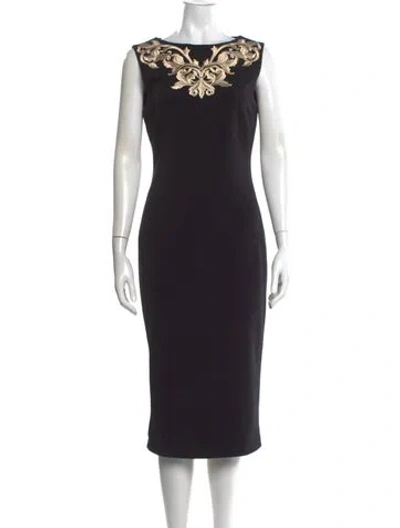 Pre-owned Ted Baker Bateau Neckline Midi Length Dress In Black