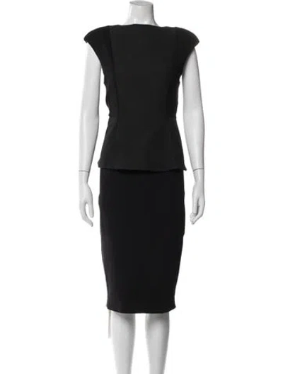 Pre-owned Ted Baker Bateau Neckline Midi Length Dress In Black