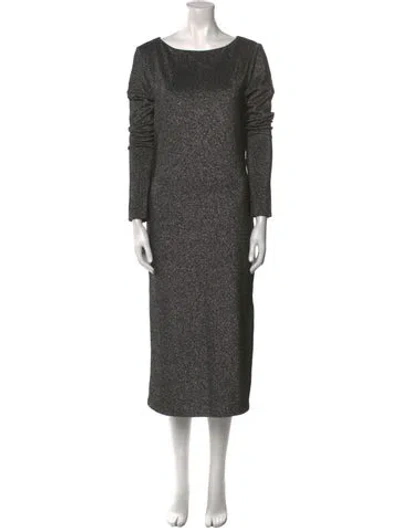 Pre-owned Ted Baker Bateau Neckline Midi Length Dress In Gray