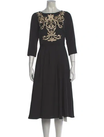 Pre-owned Ted Baker Bateau Neckline Midi Length Dress In Gray