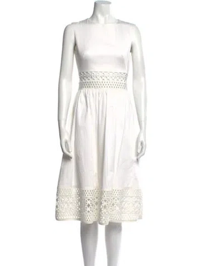 Pre-owned Ted Baker Bateau Neckline Midi Length Dress In Neutral
