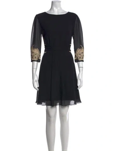 Pre-owned Ted Baker Bateau Neckline Mini Dress In Black