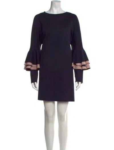 Pre-owned Ted Baker Bateau Neckline Mini Dress In Blue