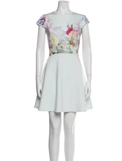 Pre-owned Ted Baker Bateau Neckline Mini Dress In Blue