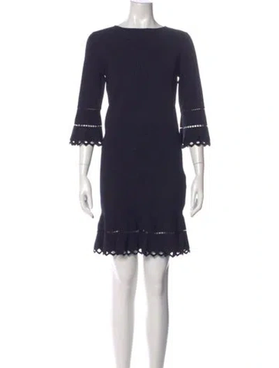 Pre-owned Ted Baker Bateau Neckline Mini Dress In Blue