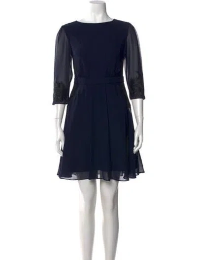 Pre-owned Ted Baker Bateau Neckline Mini Dress In Blue