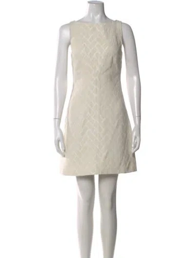 Pre-owned Ted Baker Bateau Neckline Mini Dress In Neutrals