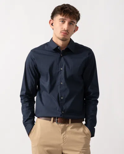 Ted Baker Baxters Mens Long Sleeve Slim Stretch Shirt In Blue