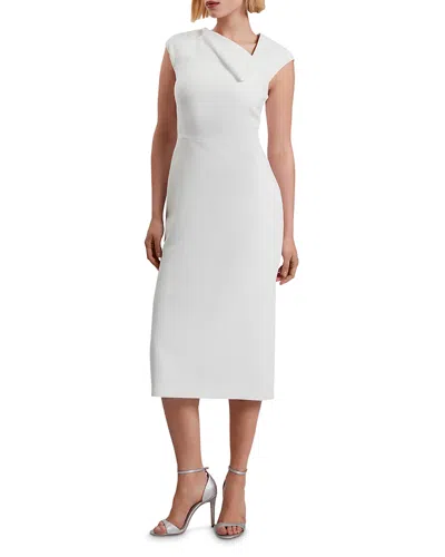 Ted Baker Bayree Asymmetric Midi Dress In White