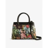 TED BAKER TED BAKER WOMEN'S BLACK BEATICN FLORAL-PRINT FAUX-LEATHER TOP-HANDLE BAG