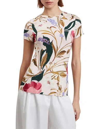 Ted Baker Belliea Printed Fitted Tee In Pale Pink