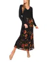 Ted Baker Mixed Media Long Sleeve Midi Dress In Multi
