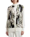 Ted Baker Belviaa Printed Woven Front Cardigan In Ivory