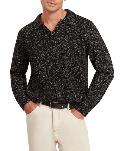 Ted Baker Berreto Relaxed Open Neck Twisted Sweater Polo In Black
