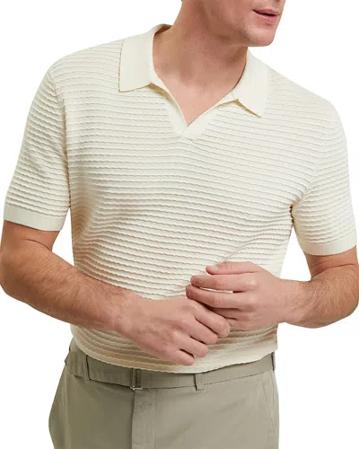 Ted Baker Bestel Short Sleeve Wavy Stitch Open Neck Polo In White