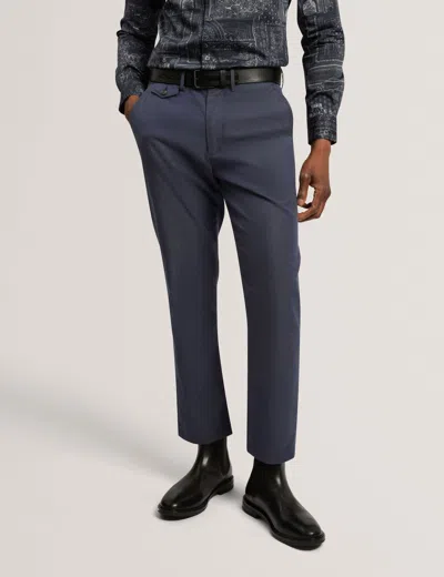 Ted Baker Birddy - Slim Cotton Stretch Trousers In Navy