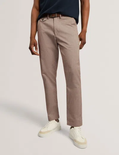 Ted Baker Birddy - Slim Cotton Stretch Trousers In Stone