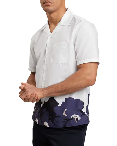 Ted Baker Biscarn Floral Print Relaxed Fit Short Sleeve Shirt In White