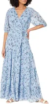 Ted Baker Blakeli Maxi Dress In Light Blue Heart Print In Multi
