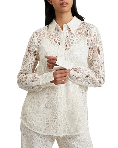 Ted Baker Blond Long Line Lace Shirt In Ivory