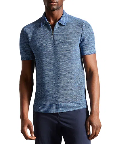 Ted Baker Blossam Textured Quarter Zip Polo Shirt