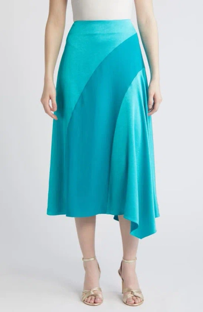 Ted Baker Bolsena Side Drape Satin Midi Skirt In Bright Green