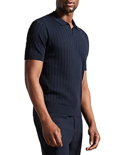 Ted Baker Botany Open Collar Polo Shirt In Navy