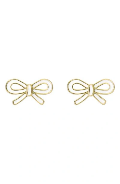 Ted Baker Bowie Tie Bow Enamel Stud Earrings In Gold