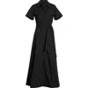 Ted Baker Box Pleat Tie Belt Cotton Maxi Shirtdress In Blue