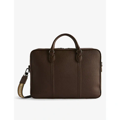 Ted Baker Brn-choc Kaden Faux-leather Briefcase In Neutral