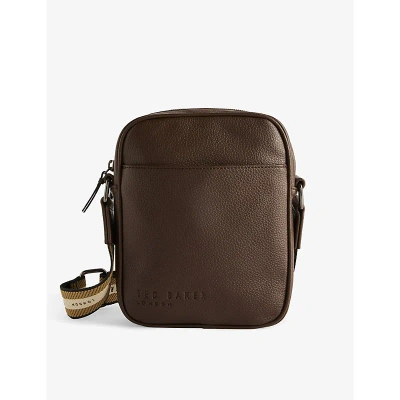 Ted Baker Brn-choc Kiian Logo-embossed Faux-leather Cross-body Bag In Brown