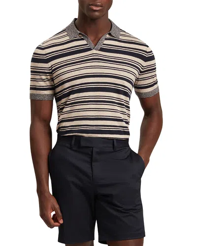 Ted Baker Brodi Striped Knit Polo Shirt In Gray