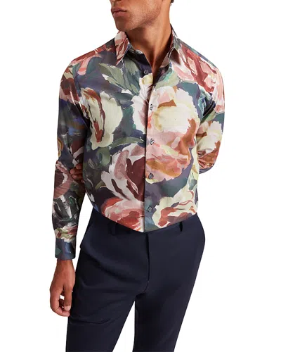 TED BAKER BRYNHIL REGULAR FIT LARGE PAINTED FLORAL SHIRT