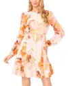 Ted Baker Floral Print Balloon Sleeve Minidress In Brown