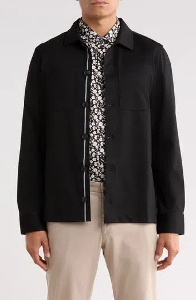 Ted Baker Button Front Shirt Jacket In Black