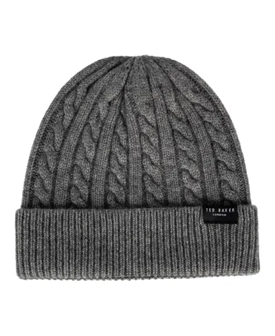 Ted Baker Cable-knit Wool-cashmere Blend Beanie In Gray