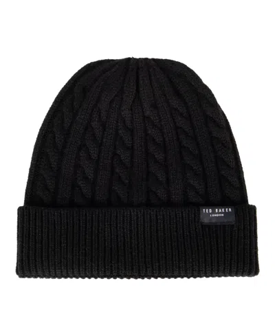 Ted Baker Cable-knit Wool/cashmere-blend Beanie In Black