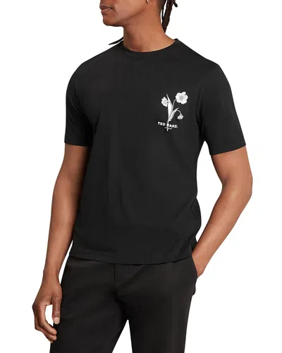 Ted Baker Cahel Floral Logo T-shirt In Black