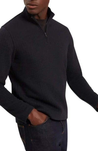 Ted Baker Caindle Black Waffle Texture Quarter Zip Pullover