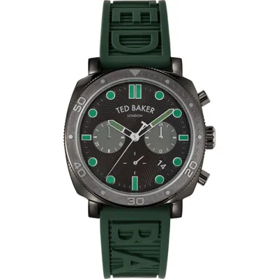 Ted Baker Caine Chronograph Silicone Strap Watch, 44mm