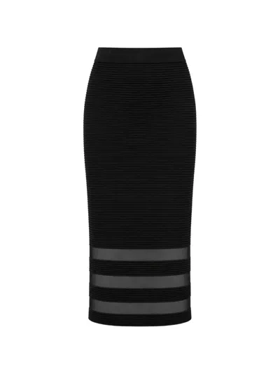 Ted Baker Cairie Ribbed-knit Pencil Midi Skirt In Black