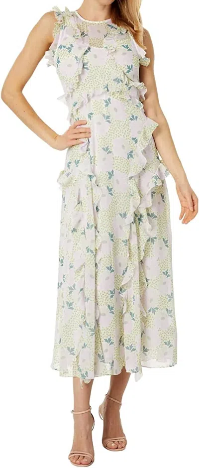 Ted Baker Calinia Sleeveless Waterfall Ruffle Trim Midi Dress In Lilac In Blue