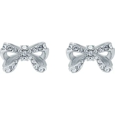 Ted Baker Callayy Crystal Petite Bow Stud Earrings In Metallic