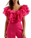 Ted Baker Calonda Oversized Ruffle Top In Fuchsia