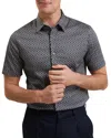 Ted Baker Cambay Geometric Leaf Print Short Sleeve Shirt In Multi