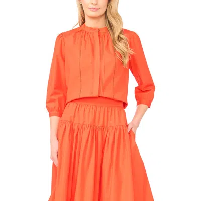 Ted Baker Camille Pleated Cotton Button-up Top In Orange